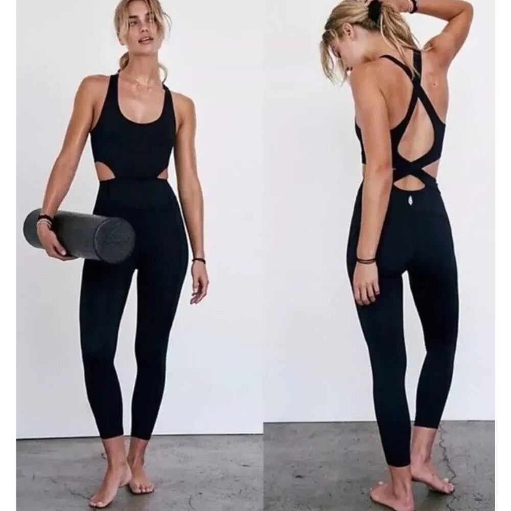 Free People Movement Medium Women's Back It Up Studio Jumpsuit Black - Picture 9 of 11